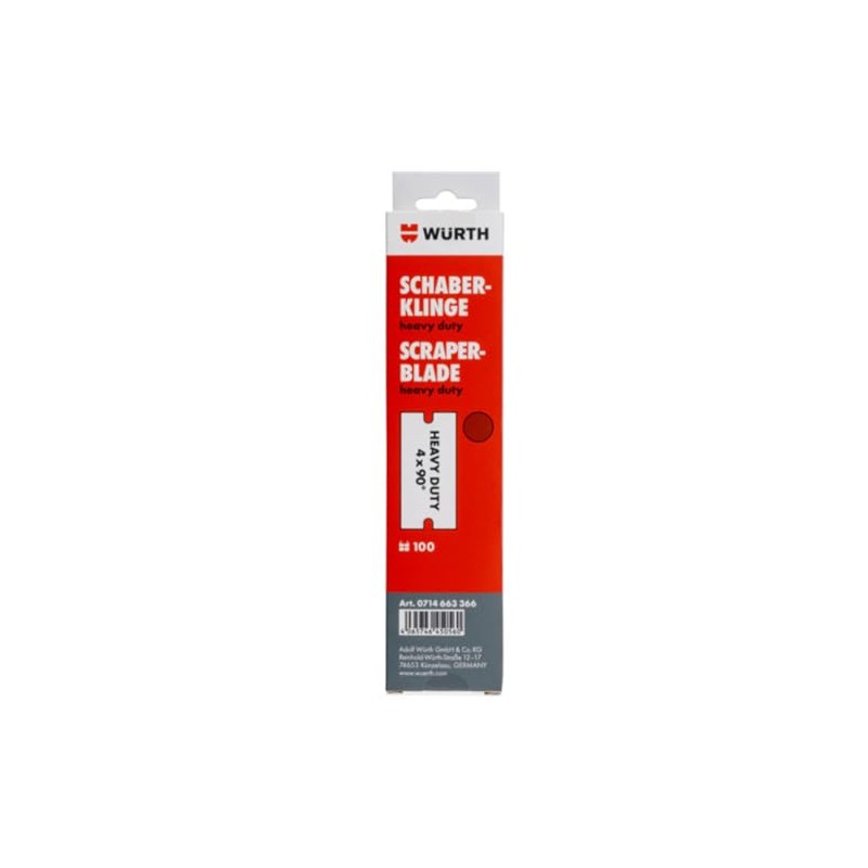 Würth 100 x Scraper Blades Heavy Duty 4 x 90°