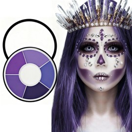 6 Color Purple Face Paint Palette, Professional Body Paint Violet Makeup, Washable Formula, Vibrant Purple Face & Body Paint for Halloween, Cosplay SFX, Dress Up Part