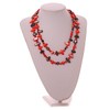 Avalaya Long Red/Black Shell Nugget and Red Faceted Glass Bead