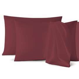 Micropuff Standard Size Pillow Cases Open Enclosure - 2 Pack - Soft and Breathable Hypoallergenic Pillow Cover. Pillowcase Protects Against Stains, Spills, and Perspiration.(Burgundy; 20 x 30)