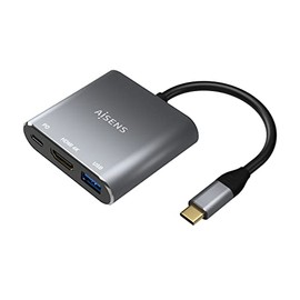 AISENS - A109-0669 USB-C to HDMI/USB-C PD/Type A USB 3.0 Converter 3-in-1 Grey 15cm