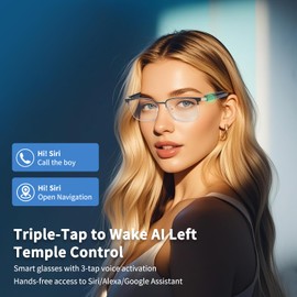Smart Glasses for Men & Women, Photochromic Lenses, Bluetooth Audio Glasses with Open-Ear Wireless Speakers, Hands-Free Music & Calls, Voice Control, Smart Sunglasses for Work, Driving,Travel (Gold)