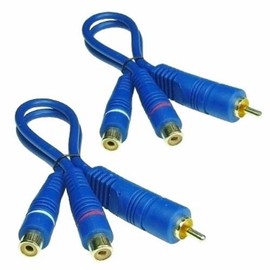 Baseline Connect Blue Line RCA Cable Y Cable 2x Shielded 2x Female 1x Male Blue Pack of 2