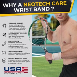 NeoTech Care Wrist Band - Light, Elastic, Men, Women, Right or Left (Beige Color, Size L, 1 Pair)