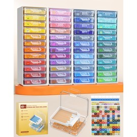 Redtwo 48pcs Diamond Painting Storage Containers Trays with Double Layers, 3-in-1 Diamond Painting Trays with Lids, Diamond Art Accessories, Diamond Art Drills Storage & Line-Up
