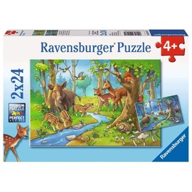 Ravensburger Kinderpuzzle - 09117 Tiere des Waldes - Puzzle für Kinder ab 4 Jahren, mit 2x24 Teilen