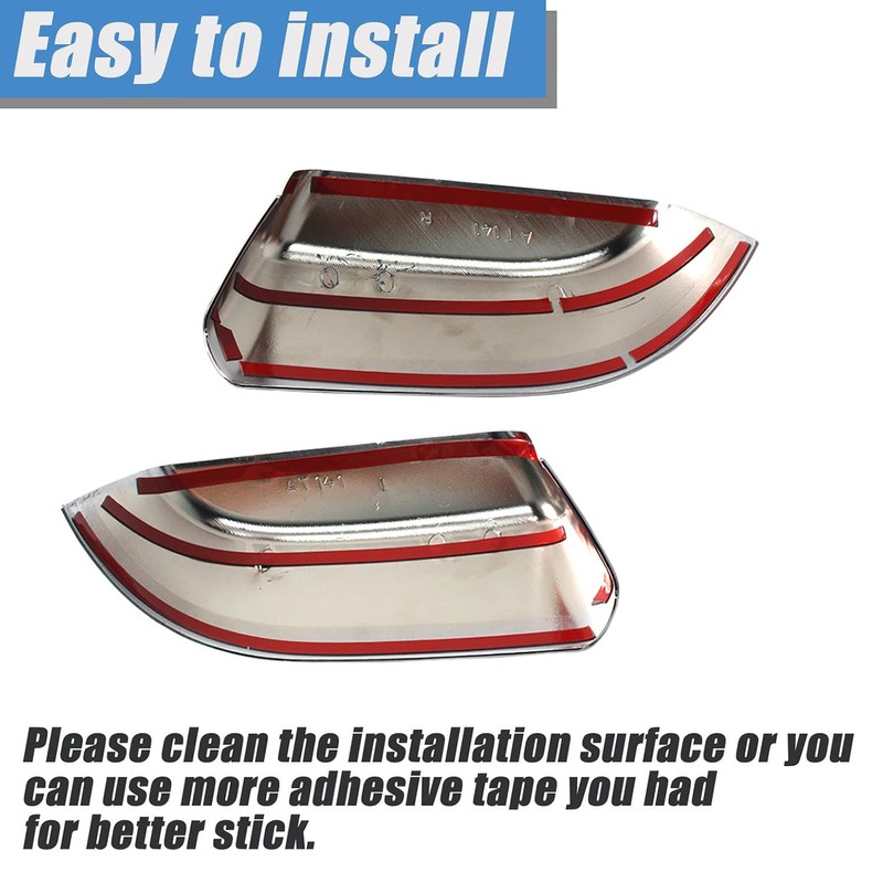 AUCERAMIC 2 PCS Chrome Top Half Mirror Cover Cap Fit