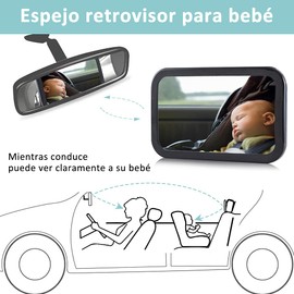 VOICEPTT Espejo Retrovisor de Bebé para Auto,Rotación de 360 Grados Espejo de Observación para Bebés/Espejo de seguridad para pasajeros,Panorama claro,Ajustable
