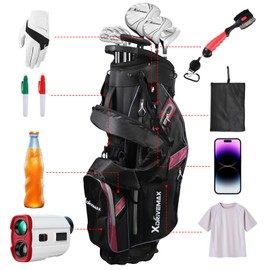 Golf Stand Bag, Lightweight Golf Bag with 8-Way Top Dividers, Golf Bag for Men & Women with Adjustable Dual Strap, Rain Cover, Cooler and Golf Accessory Kit