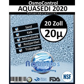 Sediment Filter 20 x 4.5 Inch Sand Filter Rust Particulate Filter Water Filter Aquasedi Sand, Rust, Microplastic, Floating Particles, Sediment Filter in 20 Inch - 20 Micron