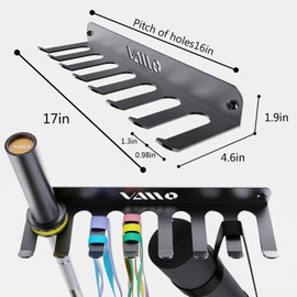 VAIIO Gym Storage Rack With 8 Hooks Multi Purpose Resistance Band Rack Wall Mount Barbell Rack for Exercise Bands, Jump Ropes, Chains, Lifting Belts
