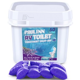 PAULINN RV Toilet Treatment Drop Ins, 50 Packs Septic Tank Treatment Pods Holding Tank Deodorizer for RV Black & Grey Water Tank Camper Marine Boat Camping, Lavender