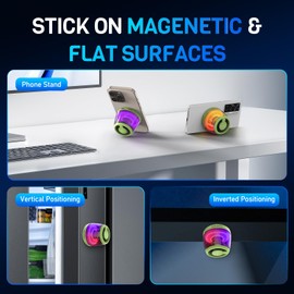 Magnetic Bluetooth Speaker, Portable Mini Bluetooth Speaker Small with Cell Phone Stand, 7H Playtime, 5W Internal-Magnet Loudspeaker,TWS, RGB Light, TF Card Playing, Included Magnetic Ring and Lanyard