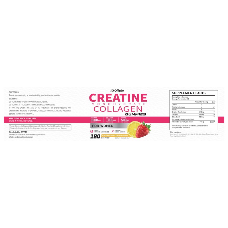 Creatine for Women with Collagen & BCAAs, 120 Ct Creatine