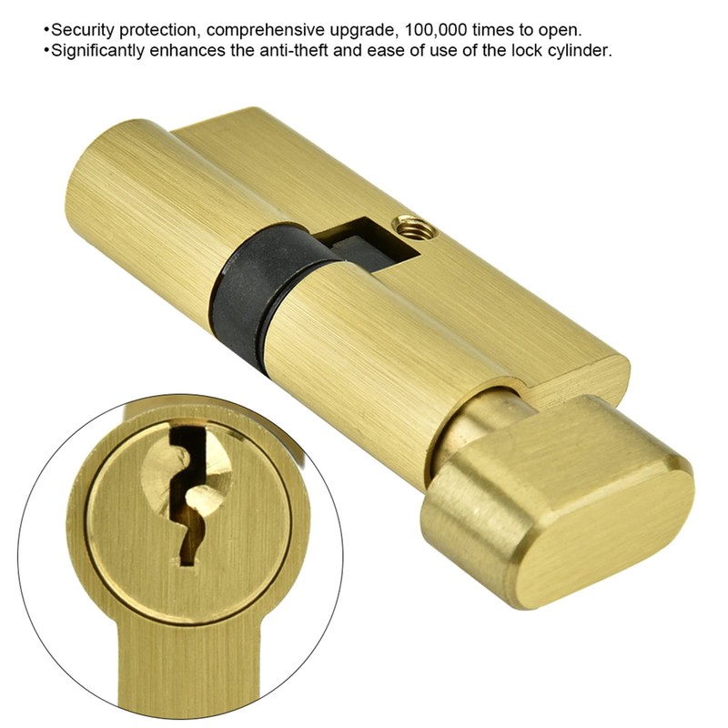Brass Single Open Lock Cylinder with 3 Keys, 65mm Double
