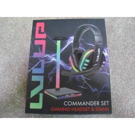 Vivitar LVLUP Commander Set Gaming Headset & Stand LU789-BLK with 2 USB Ports