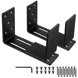 Adjustable Barricade Brackets (2pcs) - Drop Open Bar Holder for Security Door Reinforcement Steel U Bracket for Outswing and Inswing Doors or Gates
