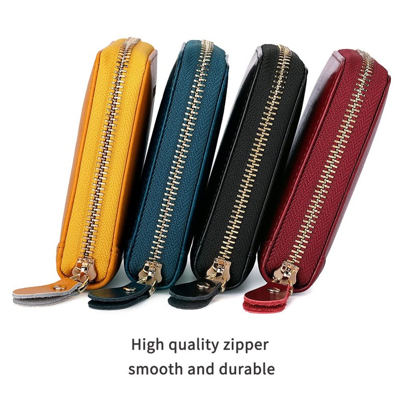 CHANPINCL RFID Wallets for women Genuine Leather Zipper Purses Secure