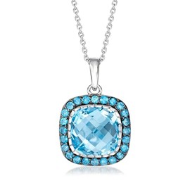 Ross-Simons 8.90 ct. t.w. Sky and London Blue Topaz Pendant Necklace in Sterling Silver. 18 inches