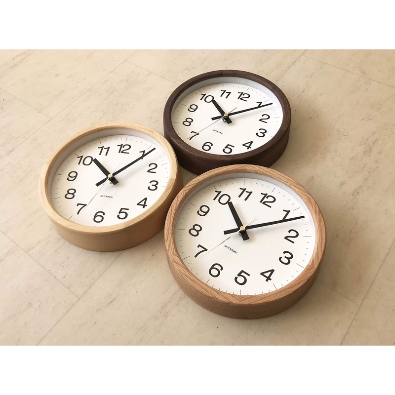 KATOMOKU Muku Clock 16 Oak Wall Clock, Continuous Second Hand,