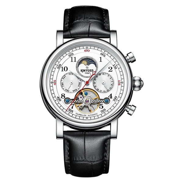 IK COLOURING Mens Watches, 44mm Mechanical Skeleton Wrist Watch with