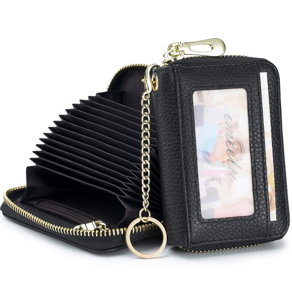 imeetu RFID Credit Card Holder, Small Leather Zipper Card Case