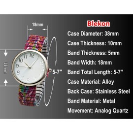 Blekon Collections Japanese Quartz Women's 48mm Alloy Case Floral Design Stretch Band Watch (Rose)