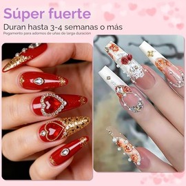 Makartt Pegamento de diamantes de imitación para uñas: pegamento de uñas de gel súper fuerte para dijes de uñas, decoraciones de gemas, arte de uñas d