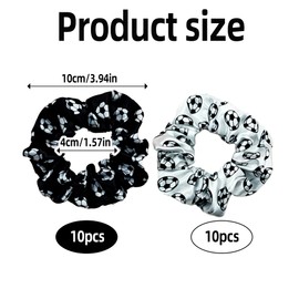 20 Pcs Soccer Hair Scrunchies,Soft Silk Satin Sport Hair Ties for Girls,Women,Coaches Players Team,Soccer Accessories for Girls Soccer Gifts (Black and White)