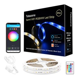 Tatazone RGBWW Smart LED Strip Lights, 65.6ft Tunable White 3000K to 6500K+RGB WiFi Led Lights Work with Alexa Google, Music Sync Color Changing Indoor for Kitchen, Room, Cabinet, 2 Roll of 32.8ft