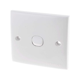 New Lon0167 White Plastic Featured One Gang On-Off reliable efficacy Push Button Type Wall Switch Plate 8.6 x 8.6cm(id:27f f8 b9 e83)