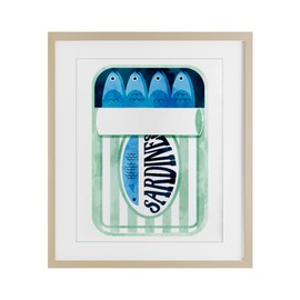 Stupell Industries Sardines in Striped Can Birch Framed Print Under Glass design by Lil' Rue, 21 x 17