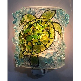 Loggerhead Green Sea Turtle Recycled Glass Decorative Art Night Light Nightlight Nitelite Beach Gift