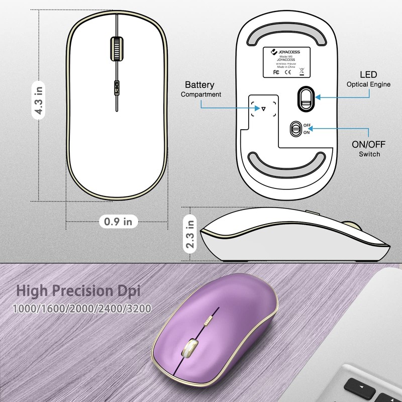 JOYACCESS Wireless Mouse - 2.4G Portable & Ergonomic with 5