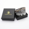 Chamqueen Magnetic Buckle Leather Braided Bracelet Boho Wrap Bangle for