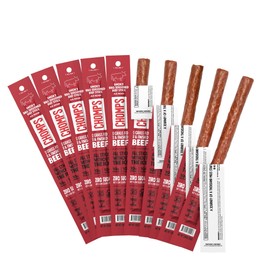 Chomps Grass-Fed and Finished Smoky BBQ Beef Jerky Snack Sticks 10-Pack - Keto, Paleo, Whole30, 10g Lean Meat Protein, Gluten-Free, Zero Sugar Food, Non-GMO