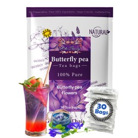 Hida Beauty Premium Butterfly pea flower tea 30 Teabags Herbal Blue colors for drinks hot cool purple violet funness party food bakery pasta cocktail rice