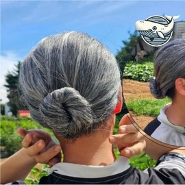 Make-up grandmother's ponytail wig performance prop elderly person (WFHJ2W8) / 분장용 할머니 쪽머리 가발 공연 소품 노인 (WFHJ2W8)