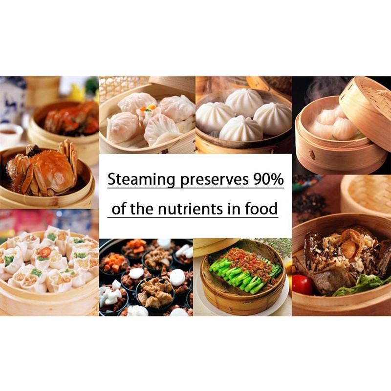 Hcooker 3 Tier Kitchen Bamboo Steamer with Double Stainless Steel