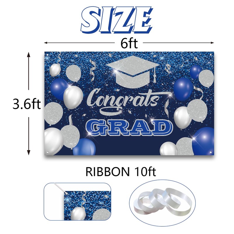 Congrats Grad Backdrop Banner | 2025 Graduation Party Decorations |