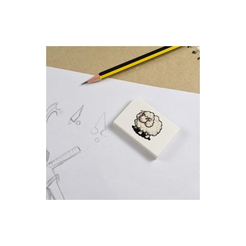 2 x 45mm 'Pixel Art Fluffy Sheep' Erasers/Rubbers (ER00040673)