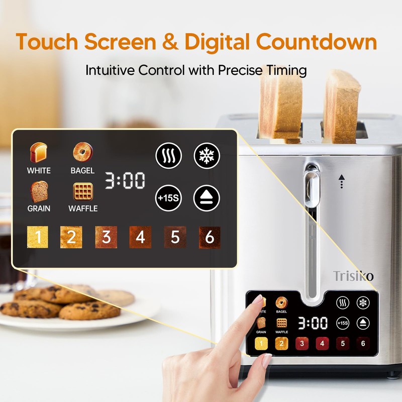 ® Touch Screen Toaster 2 Slice,Smart Toaster with Digital Timer,