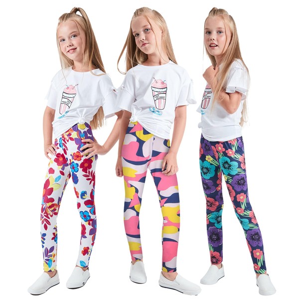LUOUSE Toddler Girls Stretch Athletic Dance Leggings Little Kids High