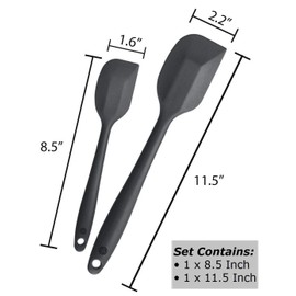 StarPack Premium Silicone Spatula Set (1 Small, 1 Large) - High Heat Resistant to 600Â°F, Hygienic One Piece Design, Non Stick Rubber Cooking Utensil Set (Gray Black)