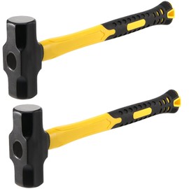 MANCHAP 2 PCS 16 Inch 4 Lbs Sledge Hammer, Mini Club Hammer with with Fiberglass Handle, 4 Pound Drilling Crack Hammer for Demolition and Construction,black yellow