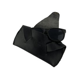 Hide & Drink, Foldable Sunglasses Case Handmade from Full Grain Leather - Eyeglasses Case :: Charcoal Black