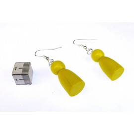 Playing Piece Game Character Earrings Miniblings Board Game Ludo Figure Figures Figurines figurine wood Yellow