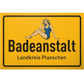 DankeDir! Badeanstalt Sign 30 x 20 cm – Sign Swimming Pool Sauna Funny Saying Birthday Gift Swimming Pool Saying Door Sign Bathroom Wall Decoration Toilet Toilet