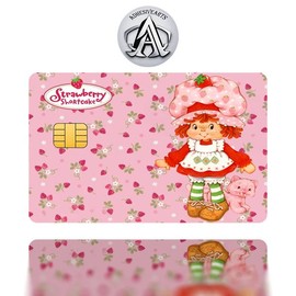 1980's Strawberry Shortcake Debit Card Stickers/Skins - High Quality Vinyl for Customization and Personalization - Version 1/Version 2: 1980's SBSC V1