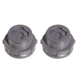 Ququyi 1.25 Inch PVC Bulkhead Water Tank Connector Adapter Fitting with Plugs Thru-Bulk Pipe Fitting for Rain Barrels, Aquariums, Ponds(Set of 2)
